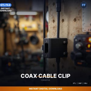 Clip de montaje para cable coaxial, montaje en pared, admite archivo STL / Solución de montaje seguro / Descarga para impresión 3D