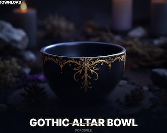 Gothic Altar Bowl STL File | Decorative Tray | 3D Print Download