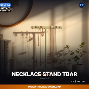 T-Bar Necklace Display Stand, Holds Multiple STL File | 3D Printable | Digital Download