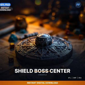 Round Shield Center Boss, Decorative Dome, STL File | Mount | 3D Print Download