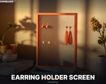 Mesh Screen Earring Holder, Frame Stand, Holds STL File | Display Stand | 3D Print Download