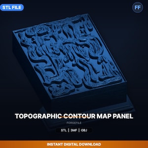Topografisk konturkarta (STL-fil) | Topografisk kartmodell | 3D-utskrift för nedladdning