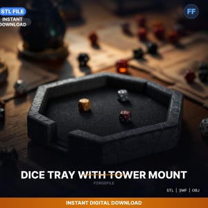 Sexkantig tärningsrullbricka med springa för tärningar (STL-fil) | Dekorativ bricka | 3D-utskrift, nedladdning