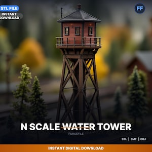 N Scale Railroad Water Tower, Steam Era, Small STL File | Scale Detailed | 3D Print Download