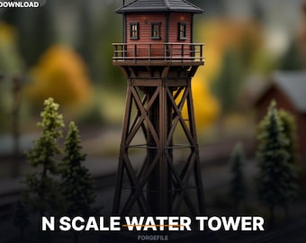 Torre de agua ferroviaria a escala N, era del vapor, archivo STL pequeño / Escala detallada / Descarga para impresión 3D