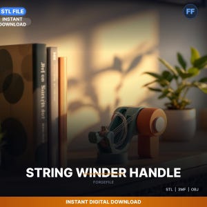 Guitar String Winder Peg Winder, Ergonomic STL File | String Changes | 3D Print Download