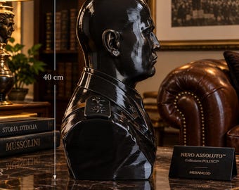 NERO ASSOLUTO™ – Collezione POLITICI™ | Mussolini | Busto Storico | Edizione Limitata x/100 | Certificato e codice autenticità | MERANO3D