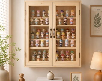 Blind Box Display Cabinet Wood Collectible Stand Dustproof Acrylic Figure Display Case Showcase Transparent Door Unit Anime Figure Shelf