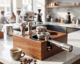 Espresso Tamper Station Barista Tools Coffee Organizer Wooden Holder Portafilter Rack Kitchen Counter Espresso Holder Barista Accessories