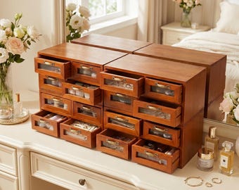 Mini Drawer Chest Wooden Apothecary Cabinet Rustic Desk Storage Craft Supply Box Industrial Workspace Organizer Office Sorting Unit Small