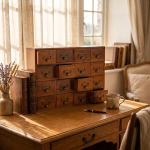 Wooden Apothecary Cabinet Spice Organizer Drawer Herb Storage Small Jewelry Box Kitchen Counter Tea Holder Craft Supply Desktop Sorter Multi image 5