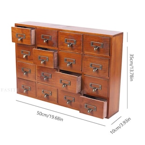 Wooden Apothecary Cabinet Spice Organizer Drawer Herb Storage Small Jewelry Box Kitchen Counter Tea Holder Craft Supply Desktop Sorter Multi image 13