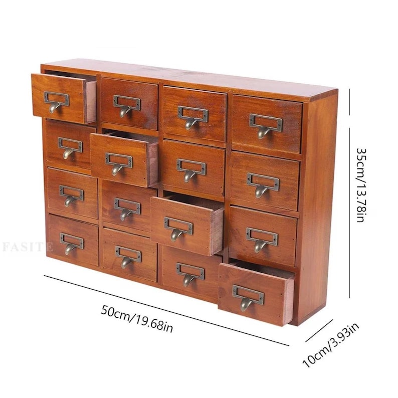 Wooden Apothecary Cabinet Spice Organizer Drawer Herb Storage Small Jewelry Box Kitchen Counter Tea Holder Craft Supply Desktop Sorter Multi image 13