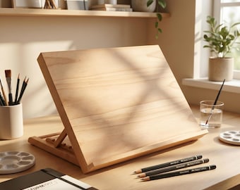 Portable Drawing Board Adjustable Desk Easel Artist Painting Sketch Stand Wooden Holder Tabletop Workspace Tilted Surface Foldable Design