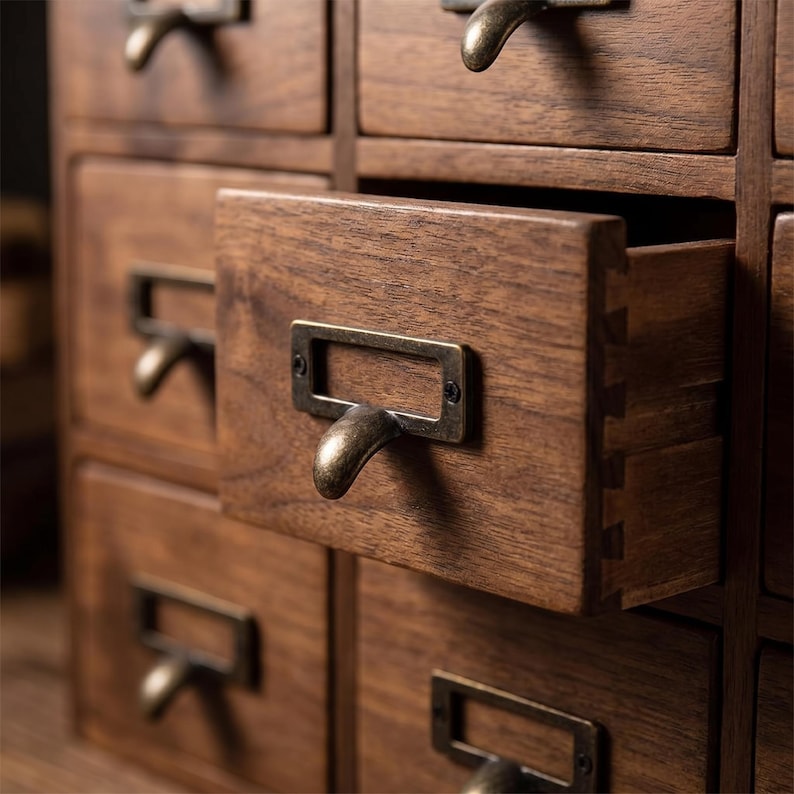 Wooden Apothecary Cabinet Spice Organizer Drawer Herb Storage Small Jewelry Box Kitchen Counter Tea Holder Craft Supply Desktop Sorter Multi image 11