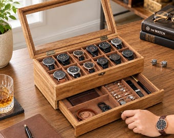 Watch Box Men Luxury Box Velvet Box Organizer Display Case Watch Pillow Holder Storage Jewelry Collection Keeper Gift Father Anniversary