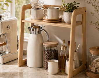 Coffee Mug Holder Storage Rack Countertop Organizer Kitchen Beverage Station Desktop Cup Stand Double Tier Shelf Vertical Space Saver Tea