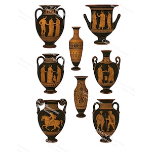 Ancient Greek Amphora Vase Stickers – Printable Collage Art, Junk Journal (Digital Download)