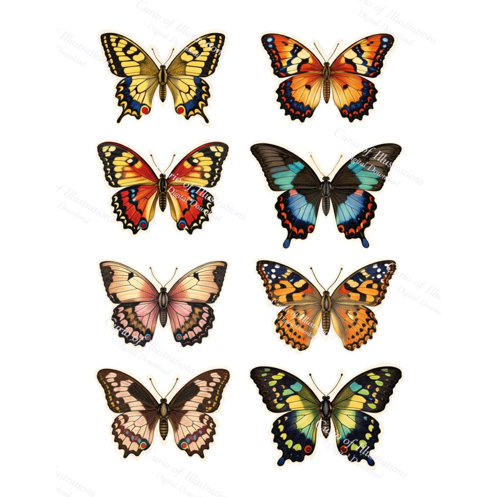 Butterfly Sticker Sheet – Printable Collage Art (digital Download ...