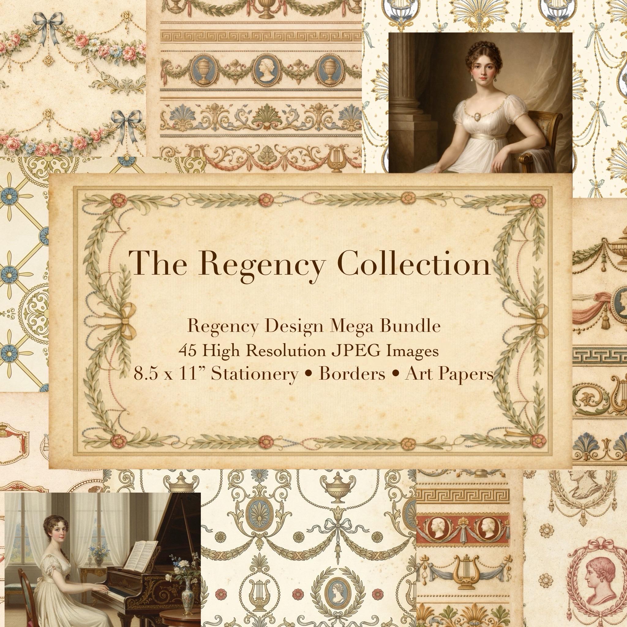 Regency Pattern Paper Sheets Regency Era Mega Bundle – Stationery, Borders, Junk Journal Papers ...