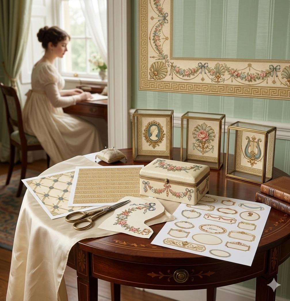 Recency Style Paper Regency Era Mega Bundle – Stationery, Borders, Junk Journal Papers ...