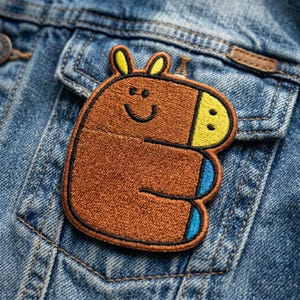 Letter E Horse Embroidered Patch Alphabet Animal Initial Iron On Denim Jacket Badge