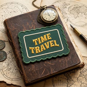 Custom Time Travel Embroidery Patch Vintage Green Sublimation Design Dark Academia Digital Download