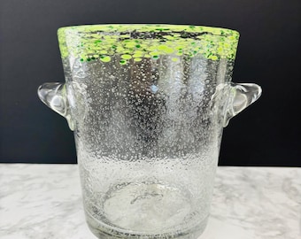 Vintage Biot Style Bubble Glass Ice Bucket: MCM Barware, Hand-Blown Wine Chiller