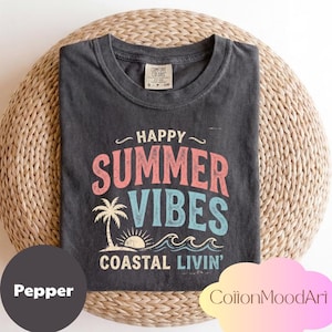 Retro Summer Vibes Shirt, Brushstroke Beach Holiday Graphic Tee image 1