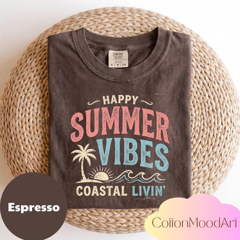Retro Summer Vibes Shirt, Brushstroke Beach Holiday Graphic Tee image 2