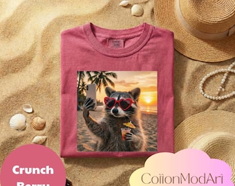 Funny Raccoon Summer Shirt Feral Girl Beach Tee