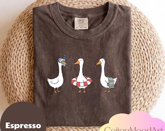 Funny Goose Swim Shirt, Beach Vacation Graphic Tee, 100% Cotton Comfort Colors