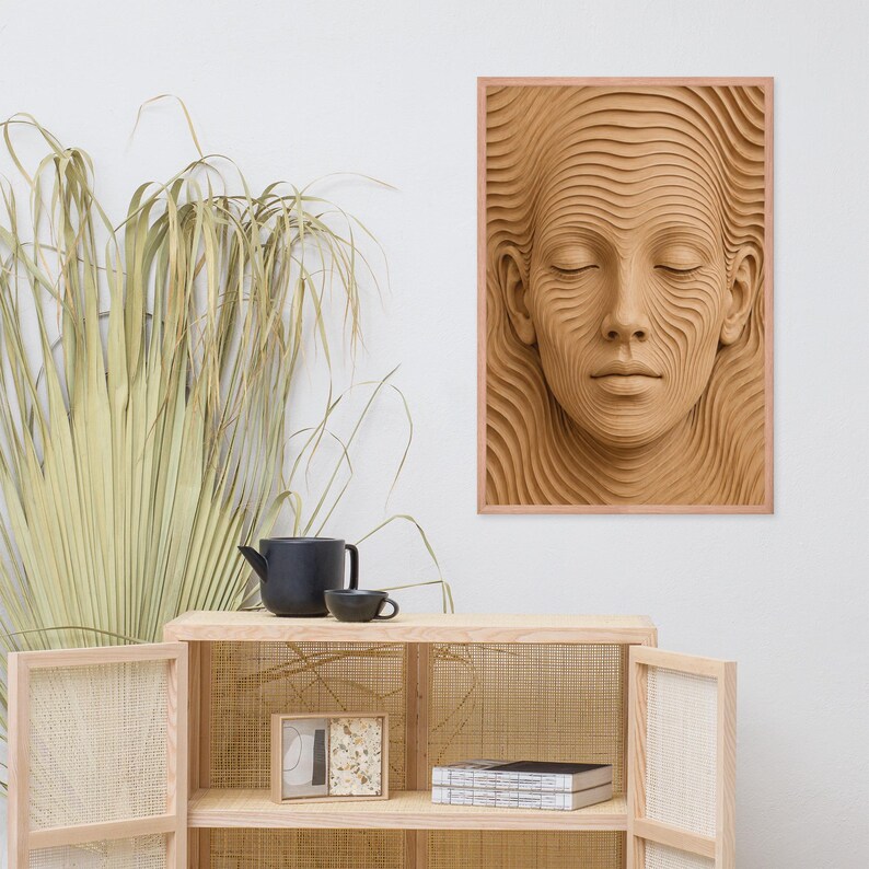 Abstract Parametric Wall Art Print, Layered Wood Portrait, Human Face ...
