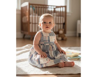 Vintage GAP Baby Girls Patchwork Sundress Pink Green Cotton 6–12 Months 2009 VGC