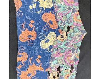 Lot 2 LuLaRoe Disney White And Pink Mickey Minnie Mouse Blue Leggings One Size