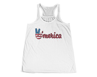 Camiseta sin mangas con gráfico de la Mano de la Paz de Estados Unidos / Bandera estadounidense patriótica del 4 de julio