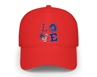 Gorra de béisbol con letras LOVE patrióticas / Corazón con la bandera estadounidense, 4 de julio