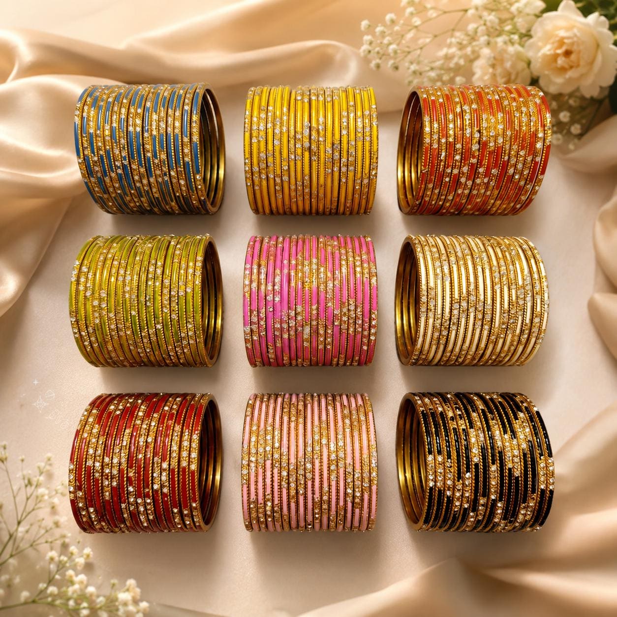 144 Pcs Metal Bangle Collection - 12 Colors With Gift Box - High ...