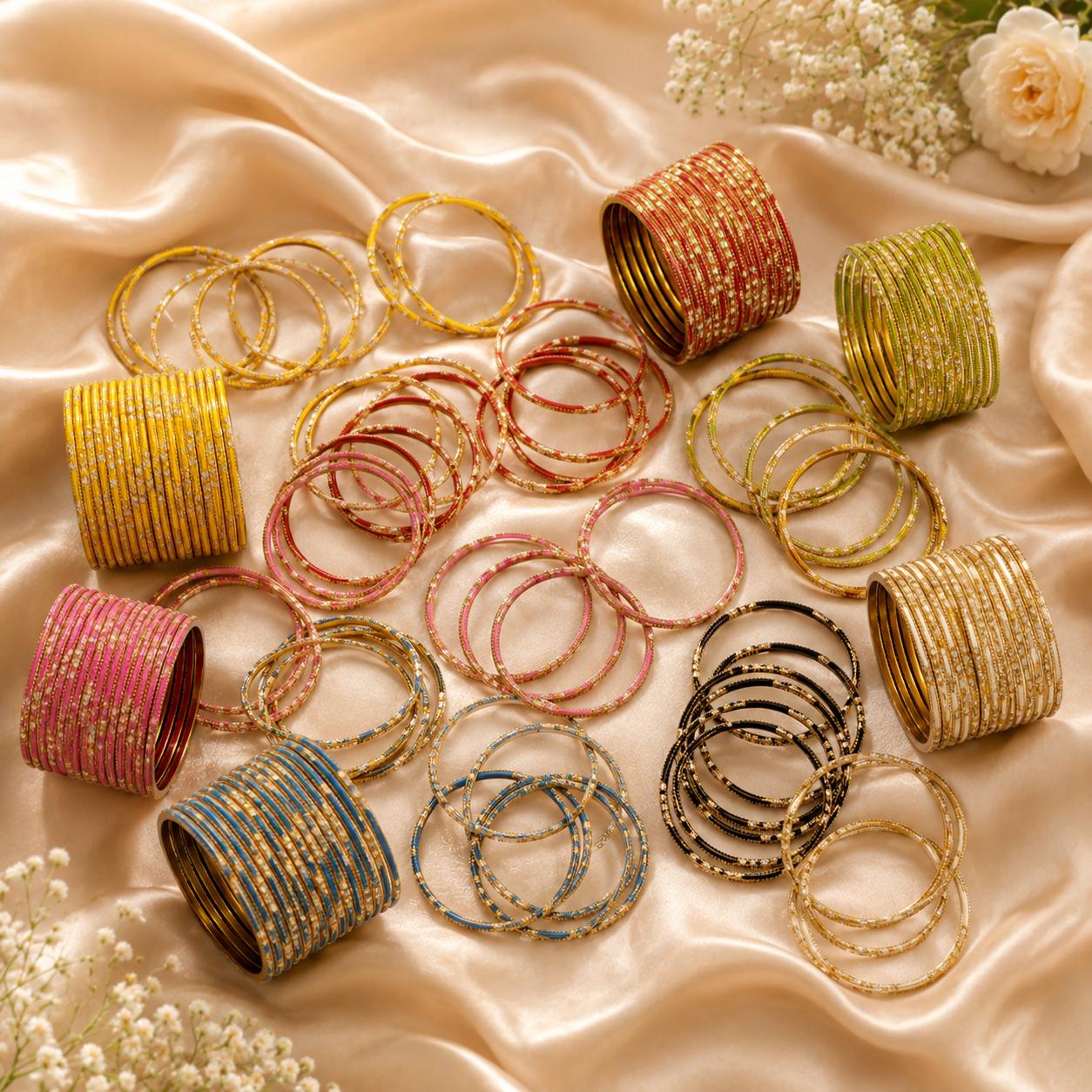 144 Pcs Metal Bangle Collection - 12 Colors With Gift Box - High ...