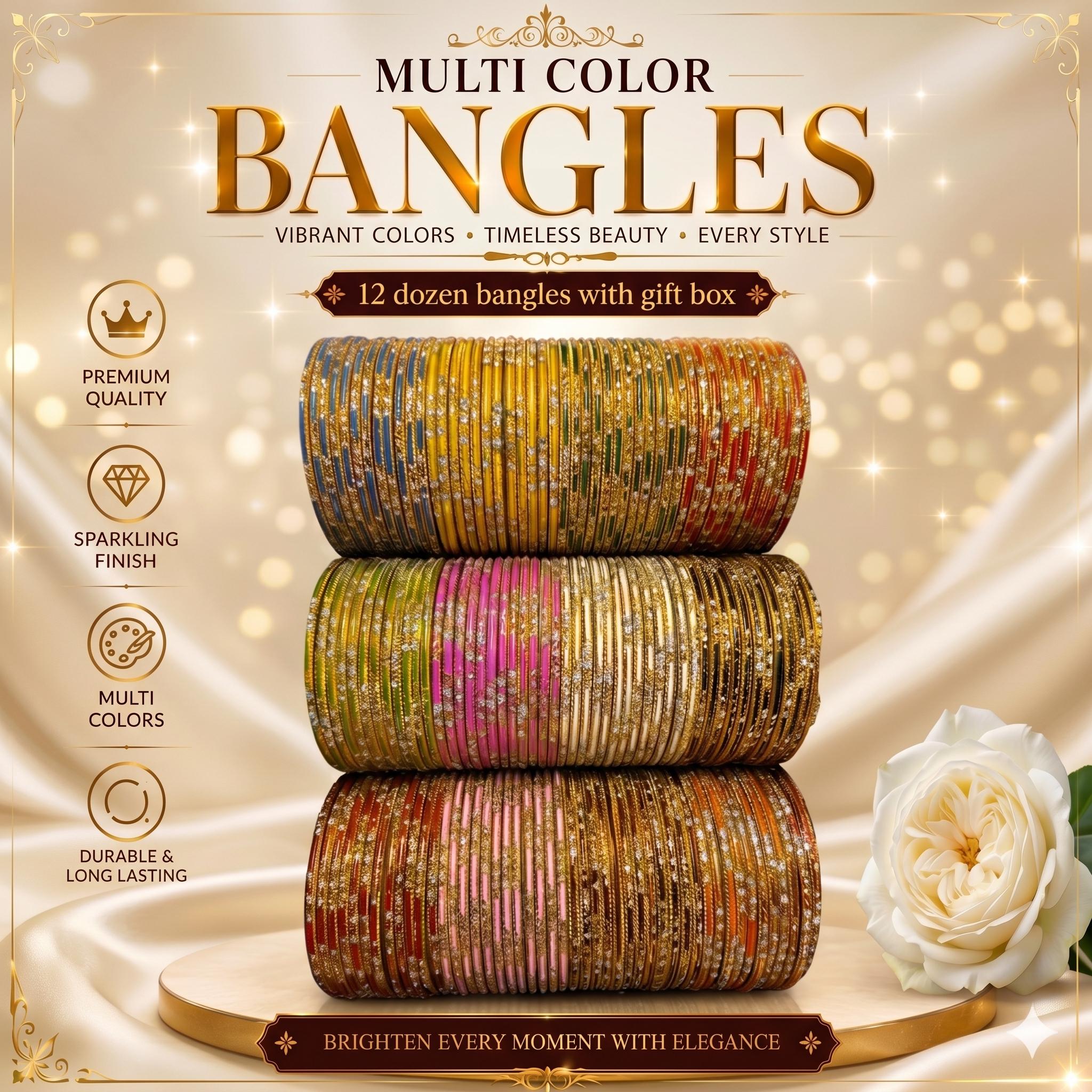 144 Pcs Metal Bangle Collection - 12 Colors With Gift Box - High ...
