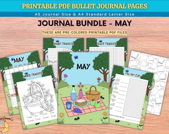 May Bullet Journal Bundle - Spring Picnic - Printable PDF Files - Digital Product - May Planner - May Journal - Printable Journal - BuJo