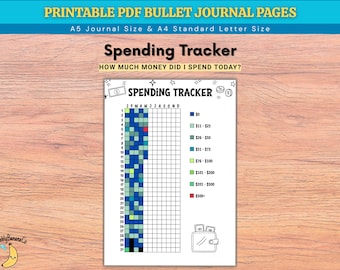 Spending Tracker – Yearly Pixel Journal (Printable PDF)