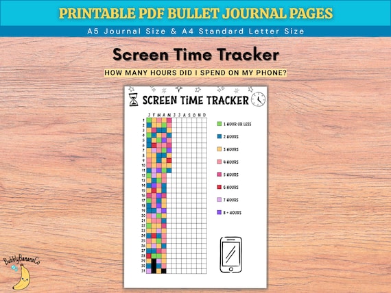 Screen Time Tracker – Yearly Pixel Journal (Printable PDF)