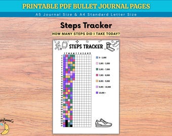 Steps Tracker – Yearly Pixel Journal (Printable PDF)