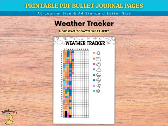 Yearly Weather Tracker – Pixel Journal Pages (Digital Download)