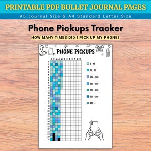 Tracker voor telefoonafnames: jaarlijks pixeljournaal (afdrukbare pdf)