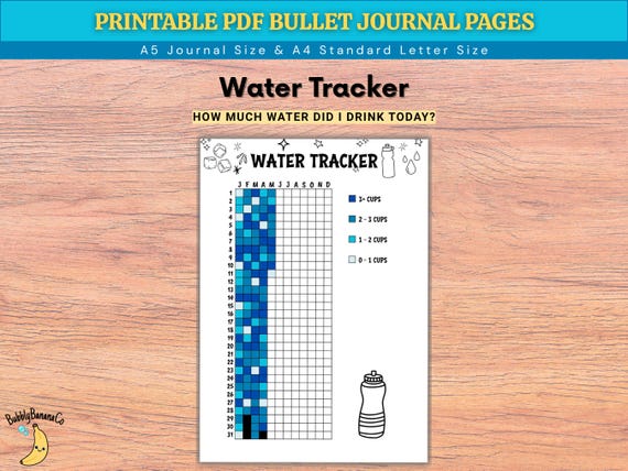 Water Tracker – Yearly Pixel Journal (Printable PDF)