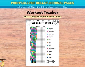 Workout Tracker – Yearly Pixel Journal (Printable PDF)