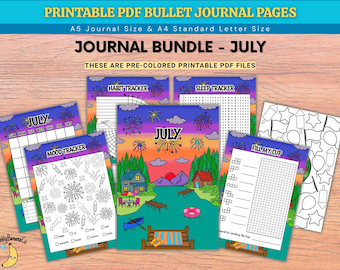 Paquete de Bullet Journal de julio - Summer Lake - Archivos PDF imprimibles - Producto digital - American Planner - Diario - Diario imprimible - BuJo