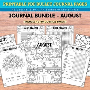 Paquete de Bullet Journal de agosto - Costa italiana - Archivo PDF imprimible - Producto digital - Planificador de agosto - Diario de julio - BuJo